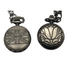 Unique Pocket Pendant Watches (2) Small - Full Hunter w/ Chains - New Batteries